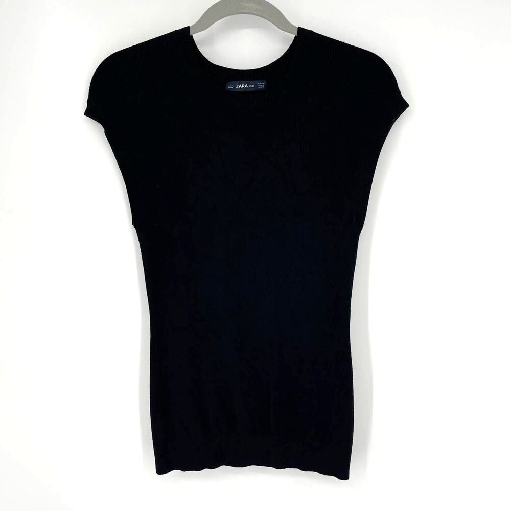 Zara Knit Black Sleeveless Knit Top Medium - Picture 1 of 4